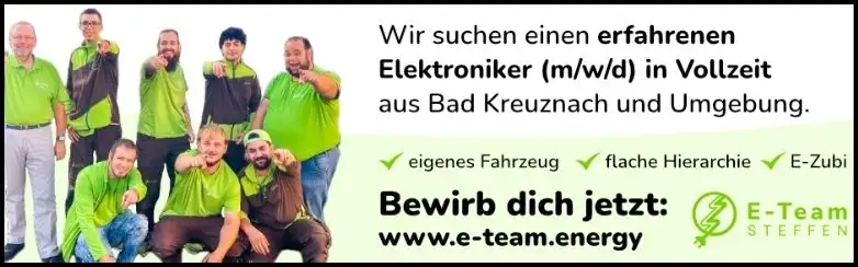 E-Team sucht erfahrene Elektroniker (m/w/d) in Vollzeit aus Bad Kreuznach und Umgebung.