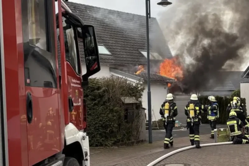 Großeinsatz bei Gebäudebrand in Rüdesheim