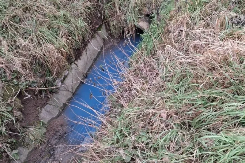 Leuchtend blaue Verfärbung im Kanal in Schornsheim entdeckt