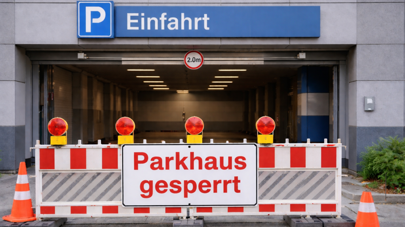 Sperrung der Parkhauszufahrt Am Bahnhof