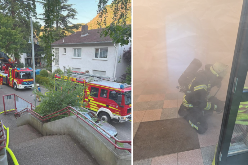 Freiwillige Feuerwehr Bad Kreuznach übt Brand an Grundschule