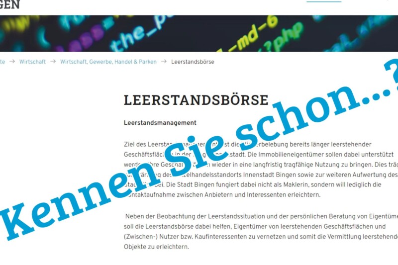 Bingen setzt auf Leerstandsbörse für mehr Leben in der Innenstad