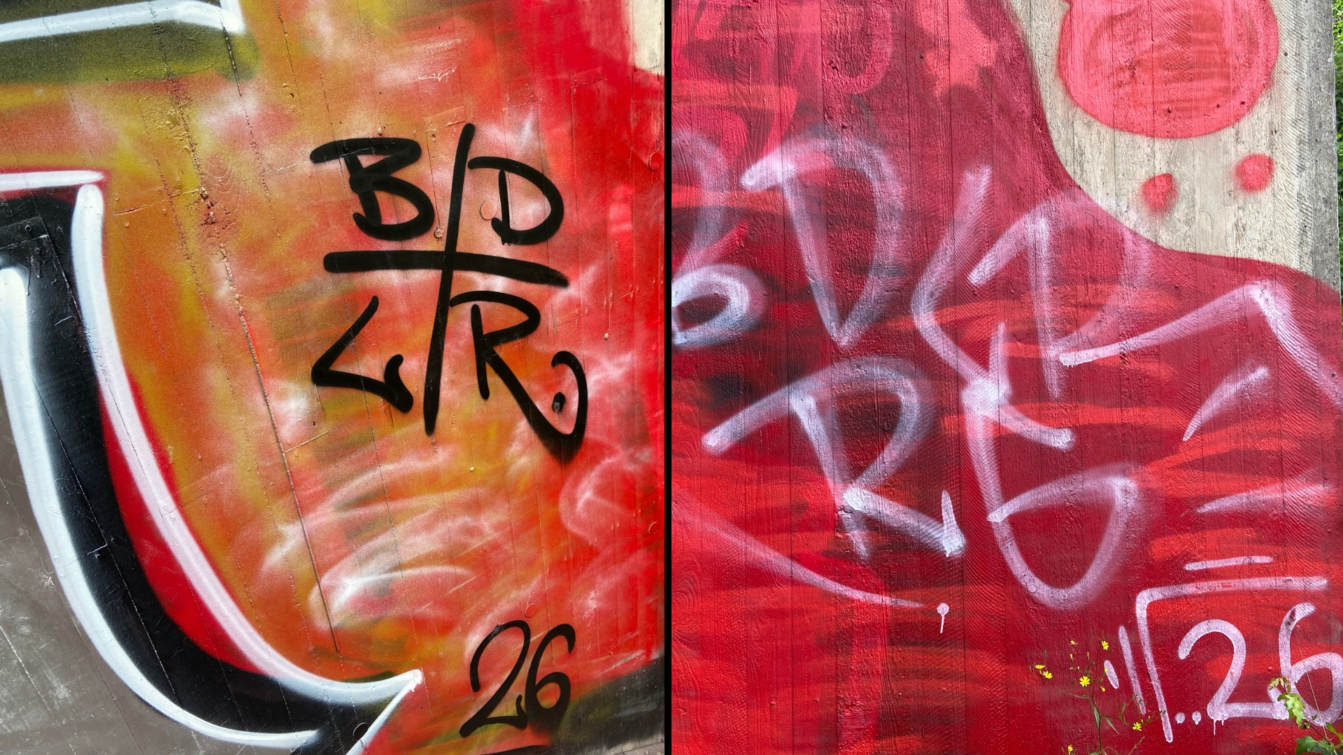 Mainz-05-Graffiti an Brückenpfeilern in Morbach