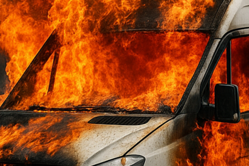 Sprinter geht auf der A61 in Flammen auf