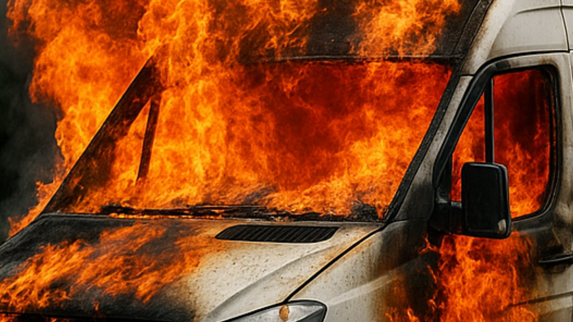 Sprinter geht auf der A61 in Flammen auf
