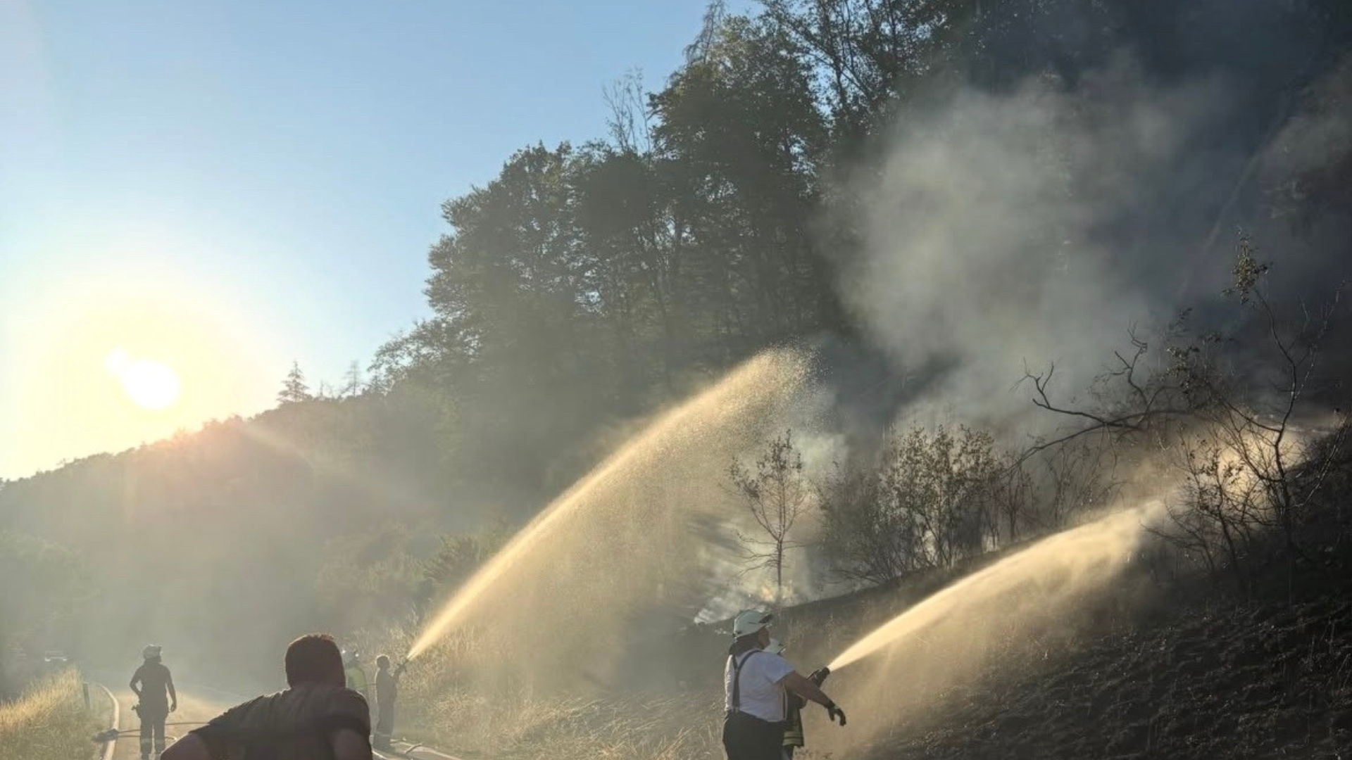 Feuerwehr kämpft gegen Flammen bei Berglangenbach