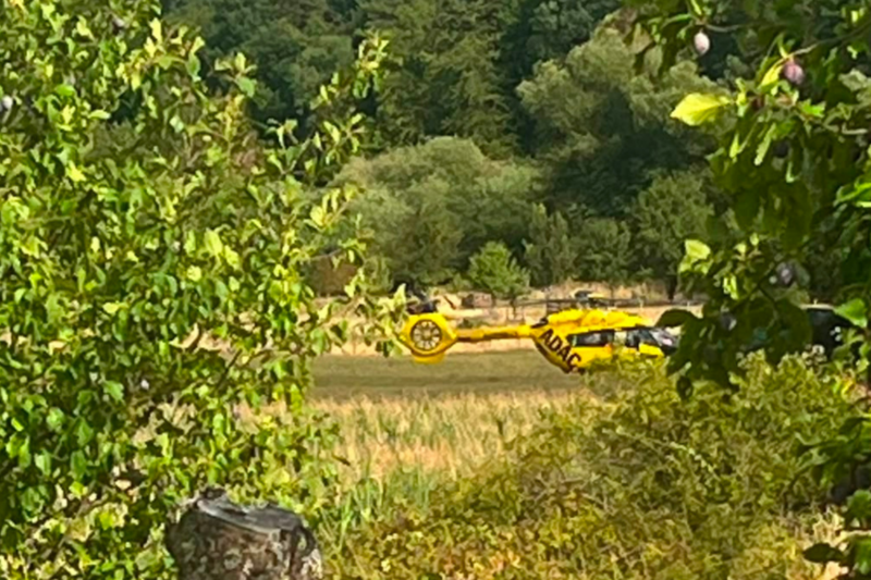 Rettungshubschrauber nach Ritterunfall