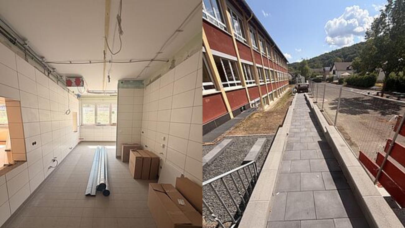 Baustelle an der Hellbergschule: Mensa soll noch 2026 öffnen