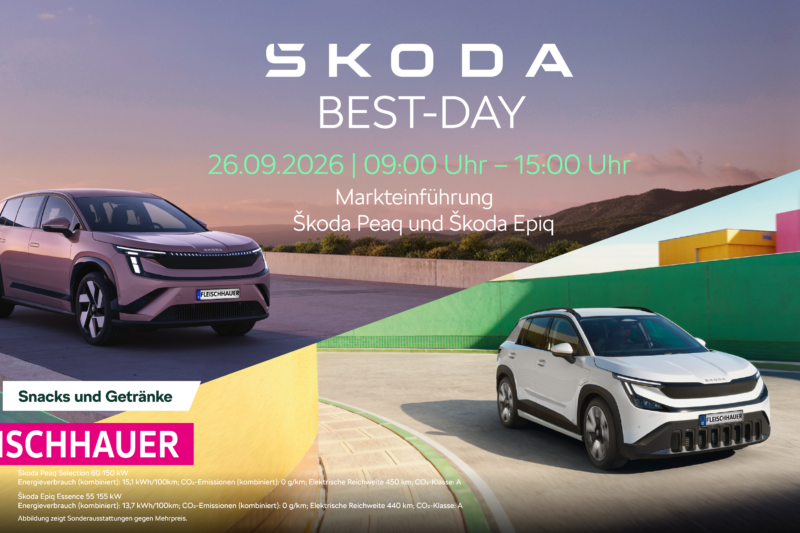 Škoda Best Day Aktion am 26.09.2026: Die beste Zeit für E-Mobilität ist jetzt!