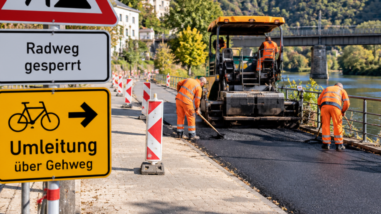Symbolbild von Asphaltarbeiten an der Nahe