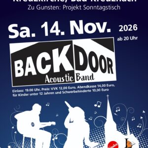 16. Benefizkonzert: Backdoor – Rocksongs, Gänsehaut und viel Humor!