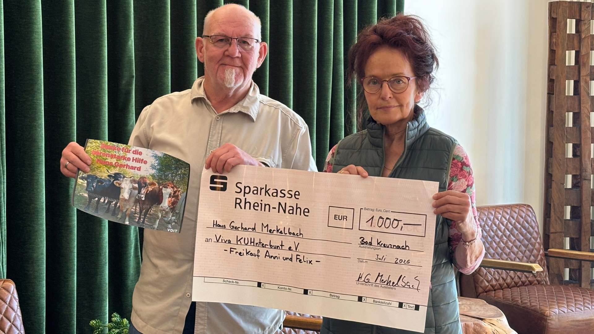 Hans Gerhard Merkelbach spendet 1000 Euro an den Verein Viva KUHnterbunt e.V.