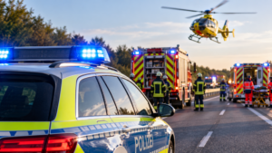 Medizinischer Notfall löst Unfall mit drei Fahrzeugen auf A61 aus